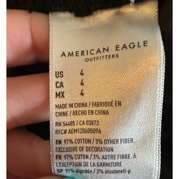 American Eagle Paper Bag Mom Shorts Washed Black with Waist Tie - Picture 4 of 5